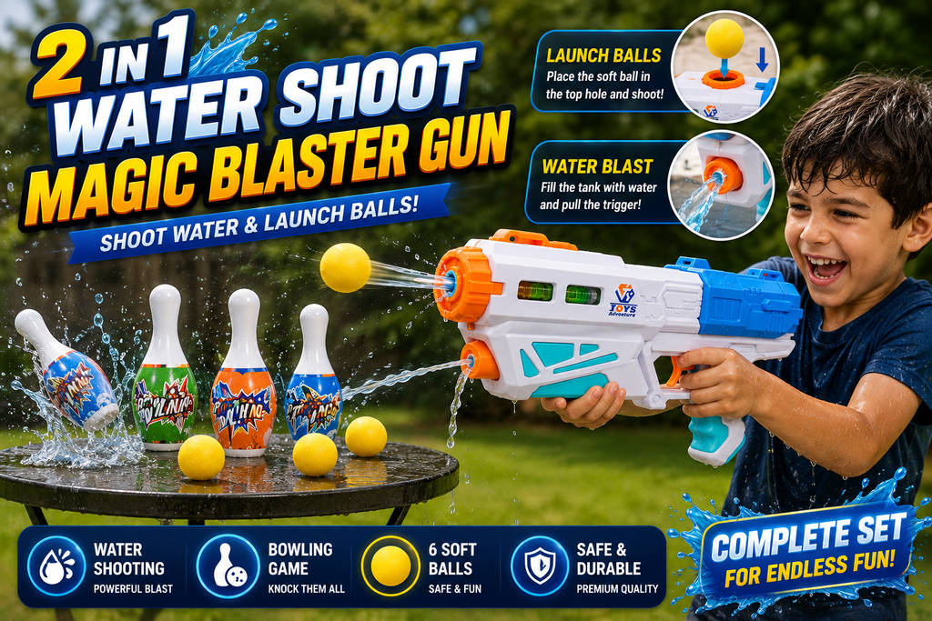 2 in 1 Water Shoot Blaster Gun with Bowling Game