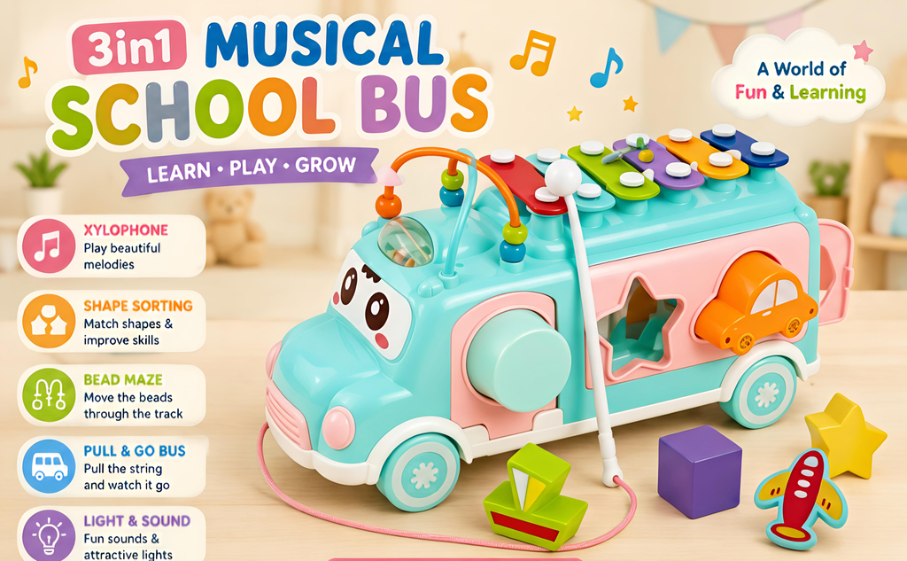 3-in-1 Musical School Bus