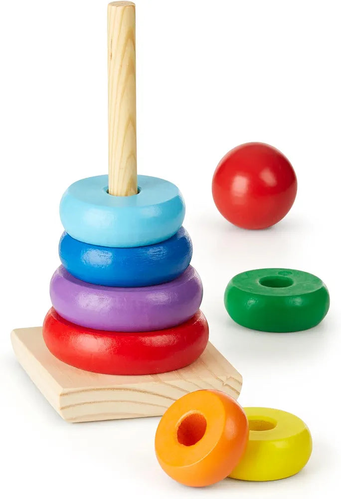 Wooden Rainbow Ring Stacker Toy