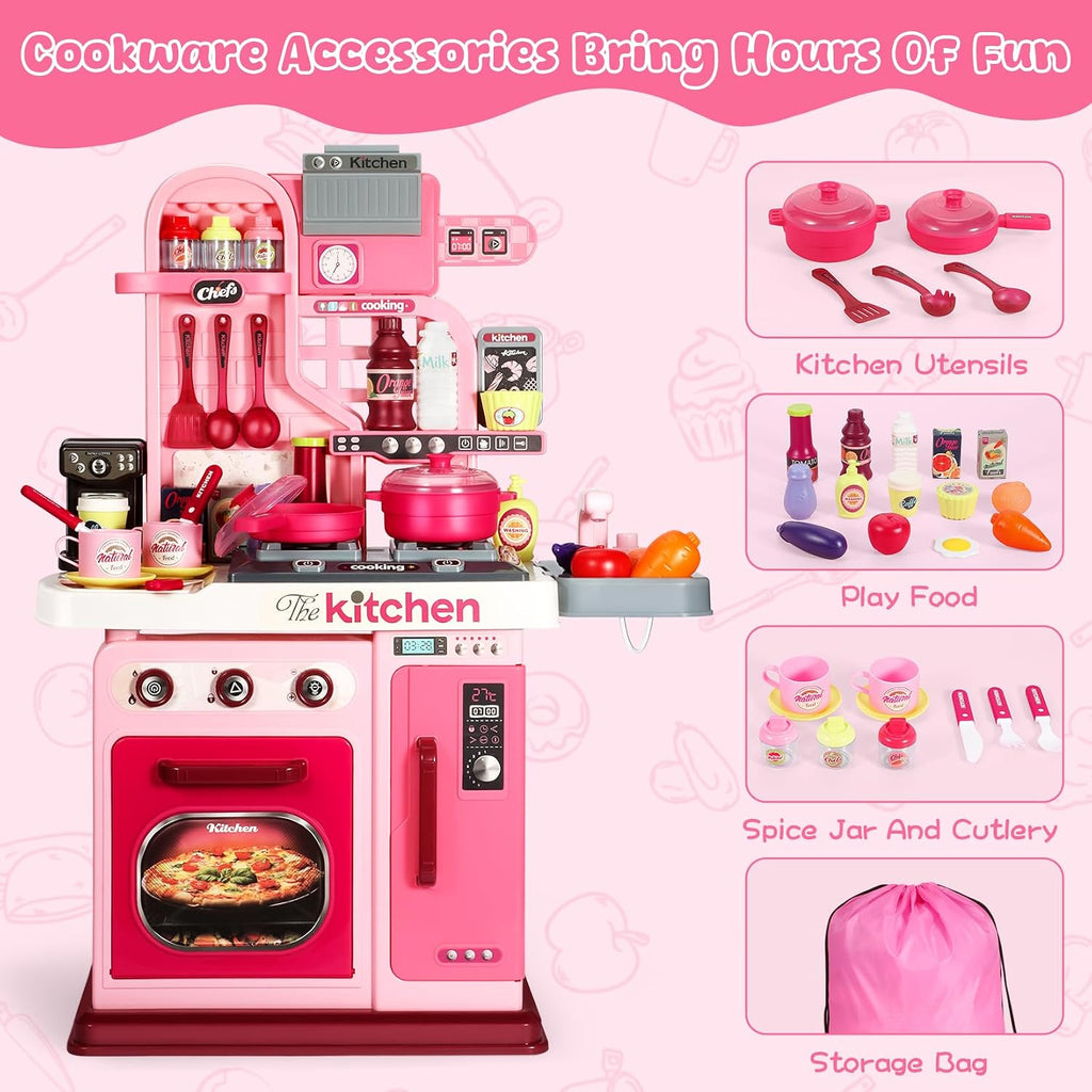 Pink Pretend Play Kitchen Playset for Kids