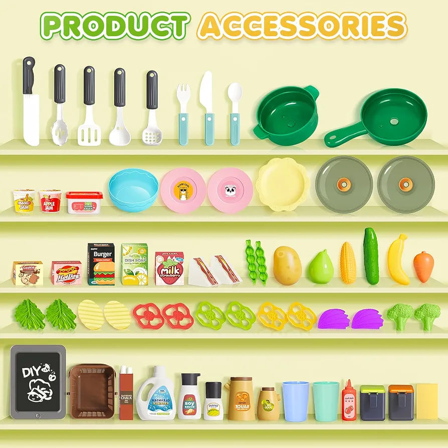 Kids Pretend Play Kitchen Set with Lights & Water