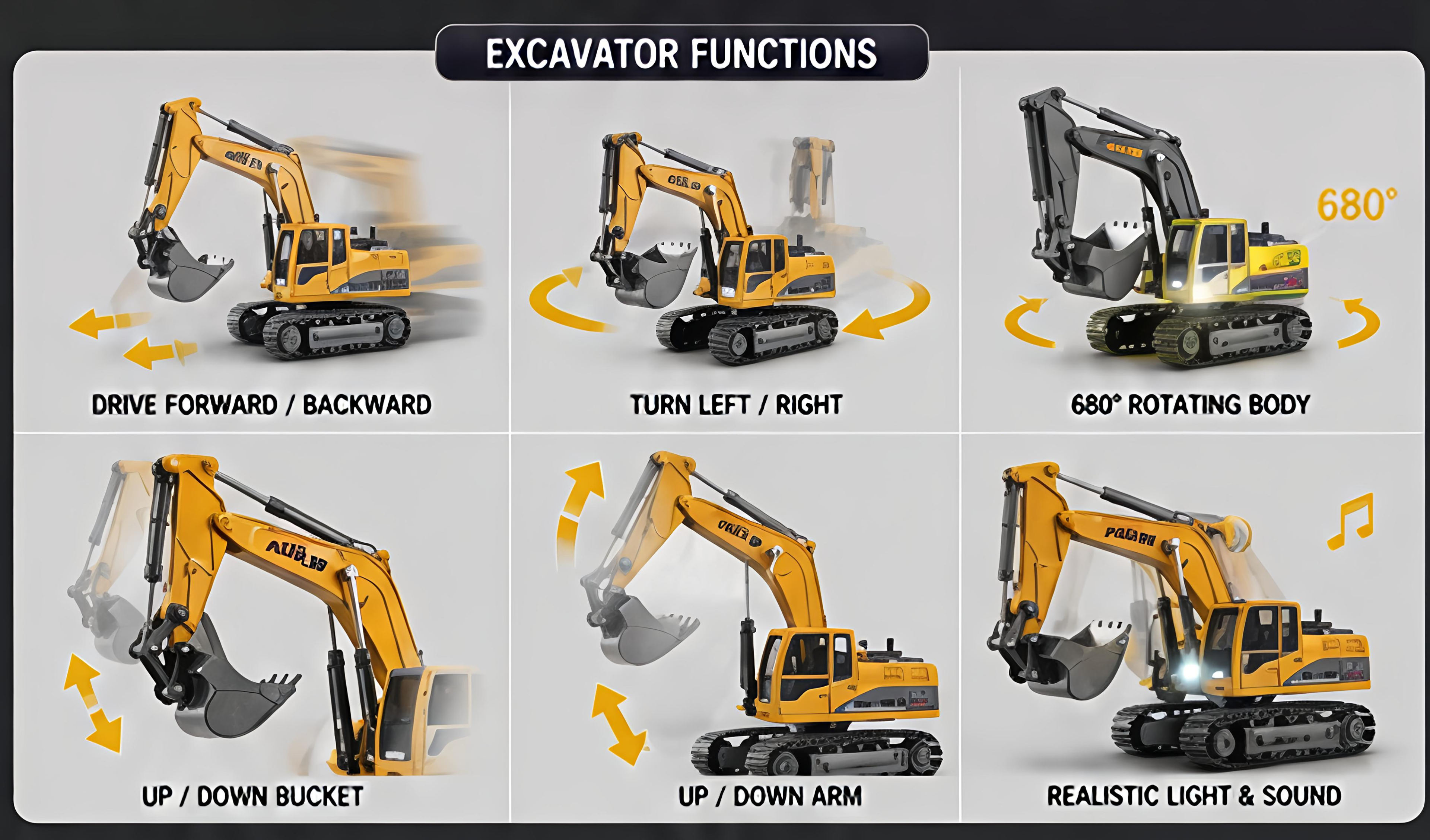 Die Cast Metal RC Excavator