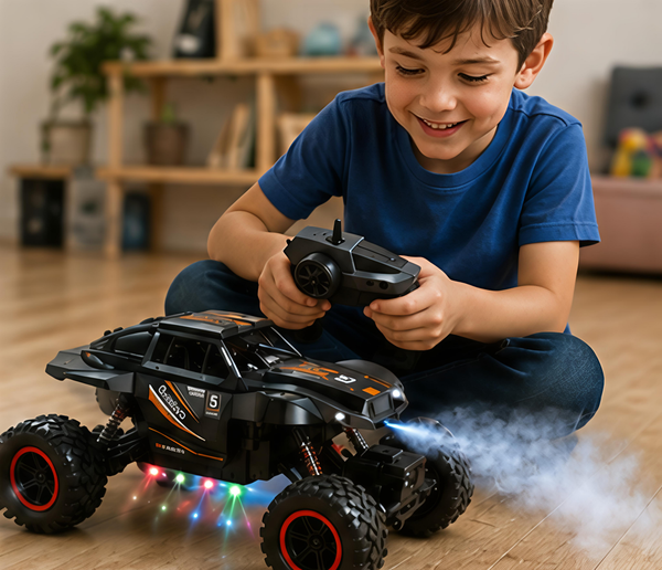 Off-Road Climbing RC Car with LED Lights & Spray