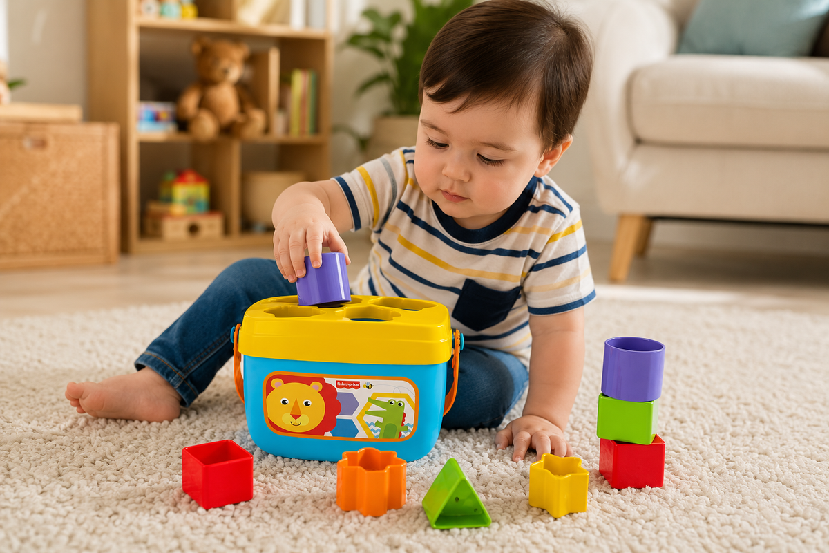 Colorful Shape Sorter Bucket Toy