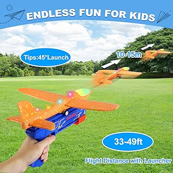 LED Foam Glider Airplane Launcher Set