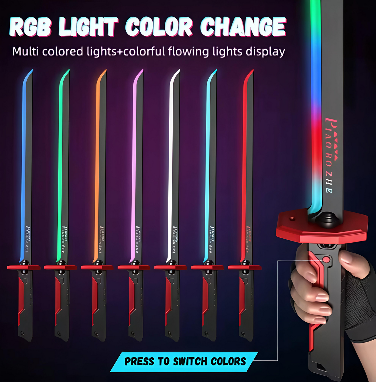 RGB LED Light Toy Sword with Sound Effects